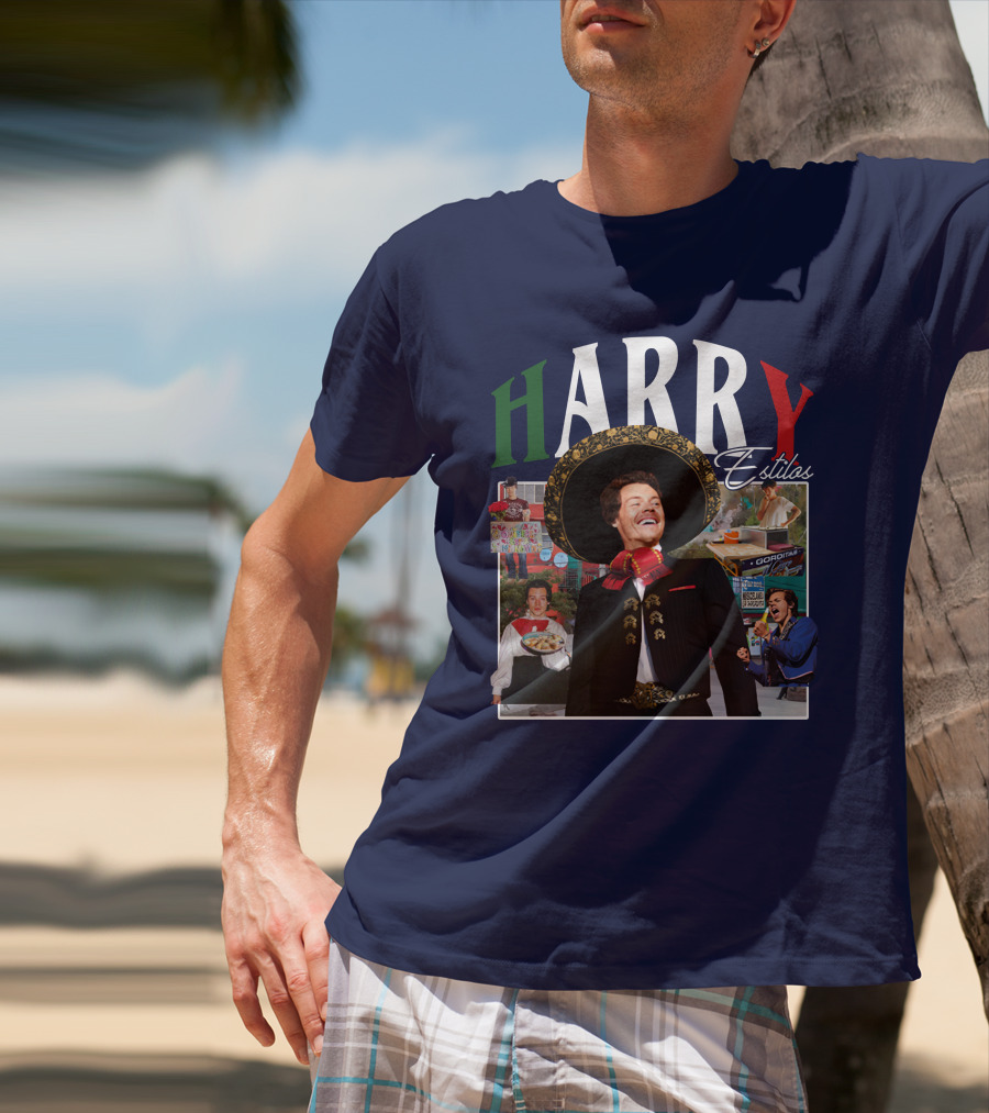 HARRY Estilos Mariachi Themed Collage In Festive Attire T-Shirt