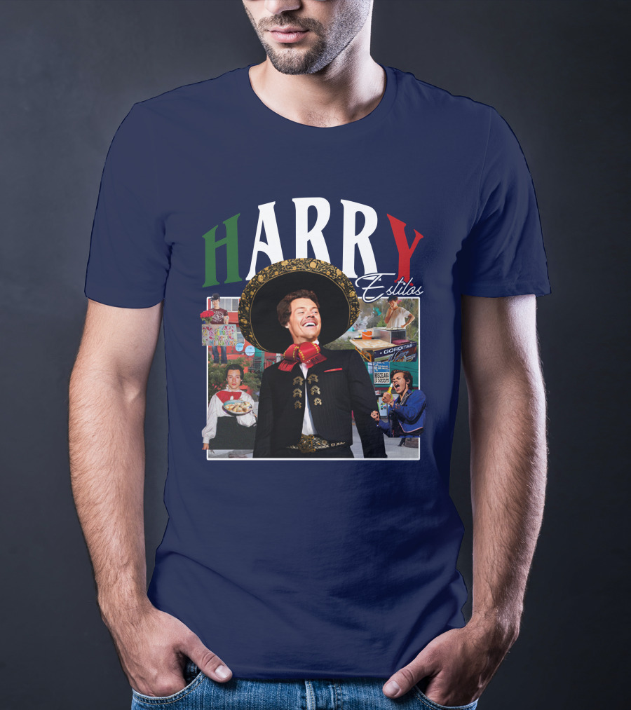 HARRY Estilos Mariachi Themed Collage In Festive Attire T-Shirt