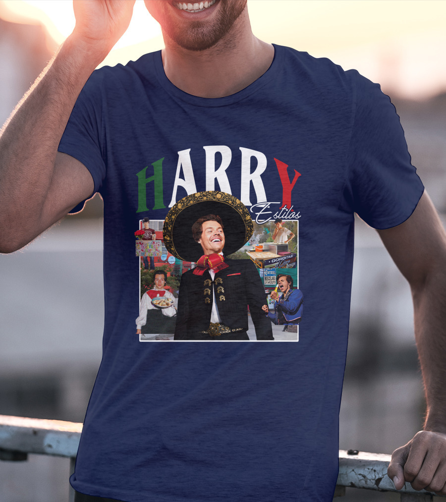 HARRY Estilos Mariachi Themed Collage In Festive Attire T-Shirt