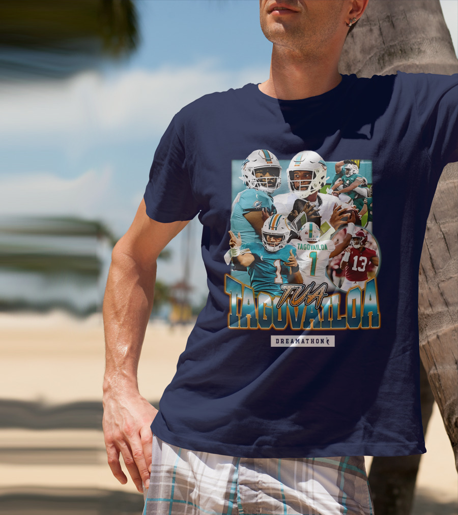 Dreamathon Tua Tagovailoa Collage Football Action T-Shirt