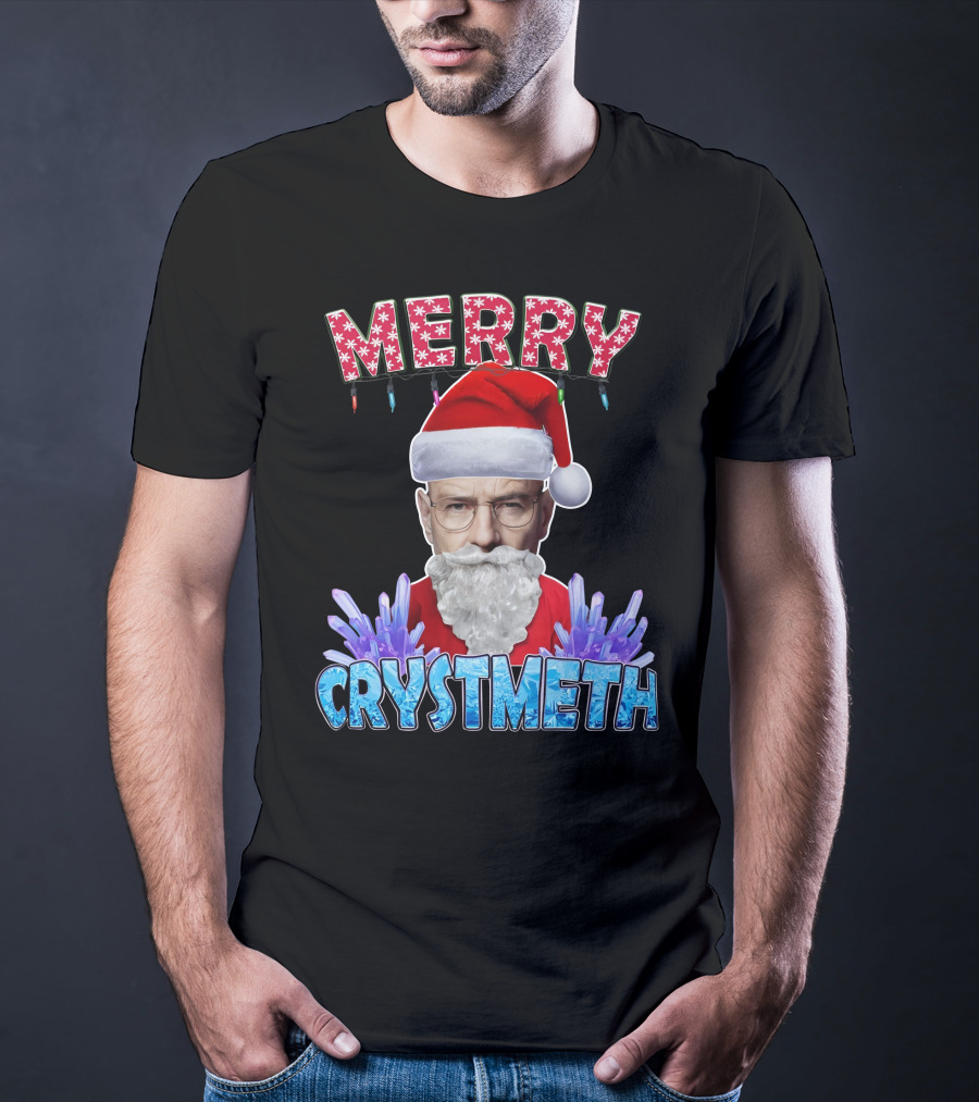 Merry Crystmeth Santa With Breaking Bad Inspired Elements T-Shirt