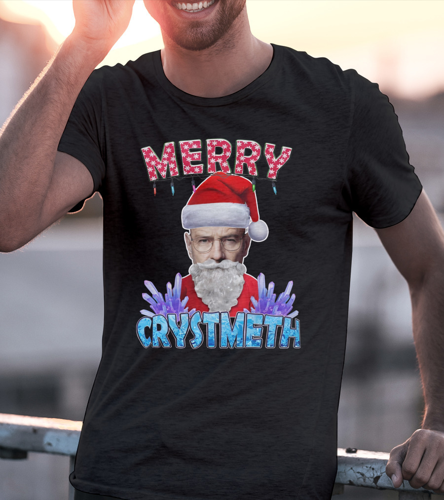 Merry Crystmeth Santa With Breaking Bad Inspired Elements T-Shirt