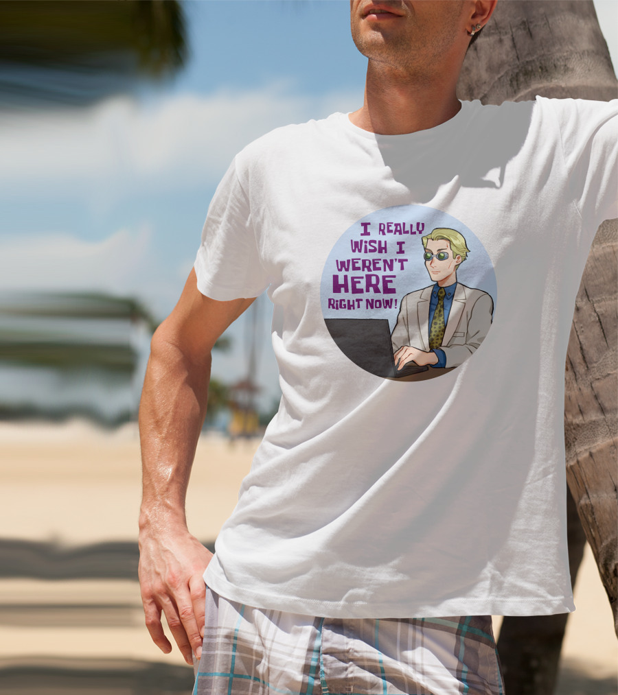 I Really Wish I Weren't Here Right Now Jujutsu Character With Sunglasses T-Shirt