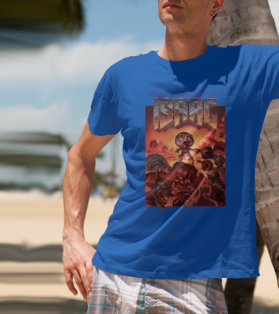The Binding Of Isaac Dramatic Monster Battle Scene With Detailed Character T-Shirt