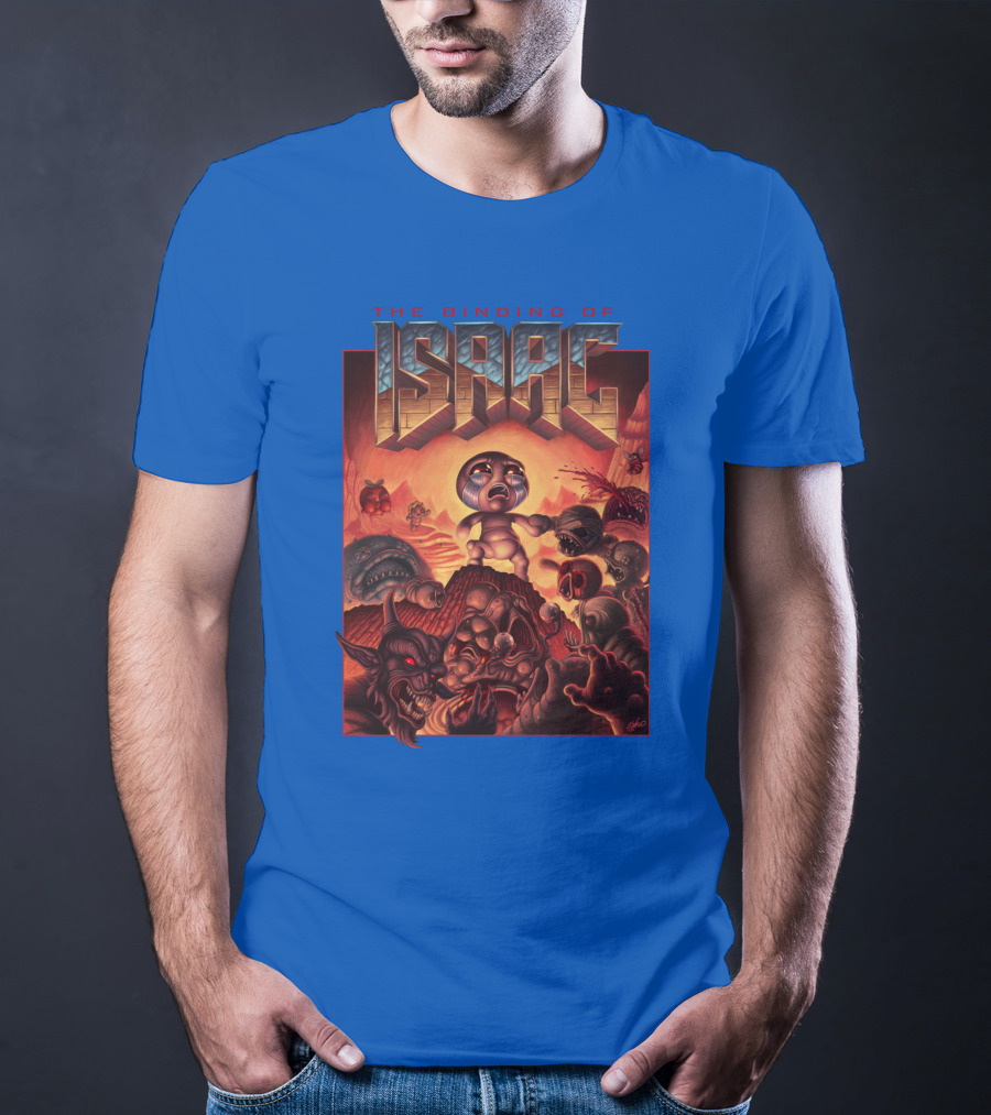 The Binding Of Isaac Dramatic Monster Battle Scene With Detailed Character T-Shirt