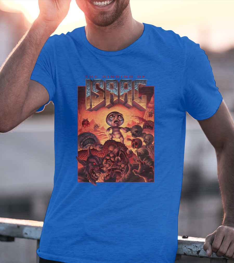 The Binding Of Isaac Dramatic Monster Battle Scene With Detailed Character T-Shirt