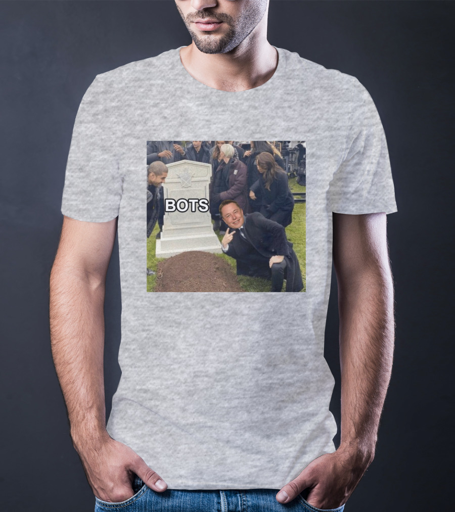 Elon Musk Bots Meme Graveyard Scene T-Shirt