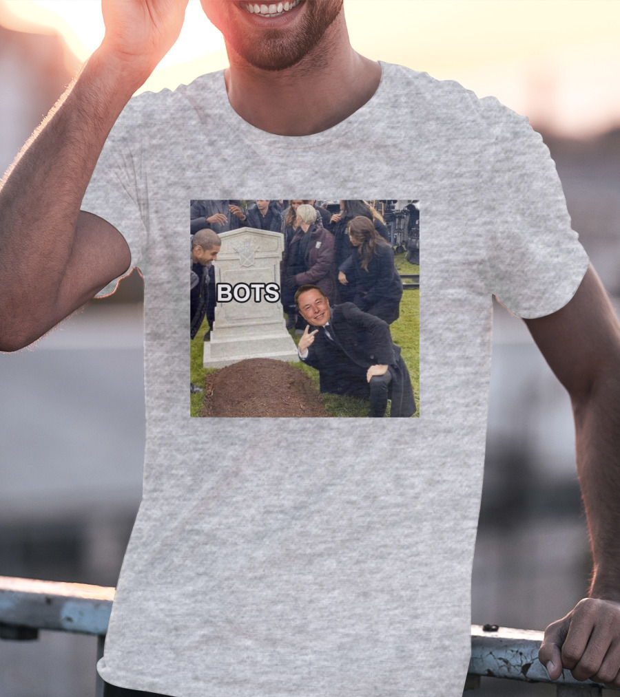 Elon Musk Bots Meme Graveyard Scene T-Shirt
