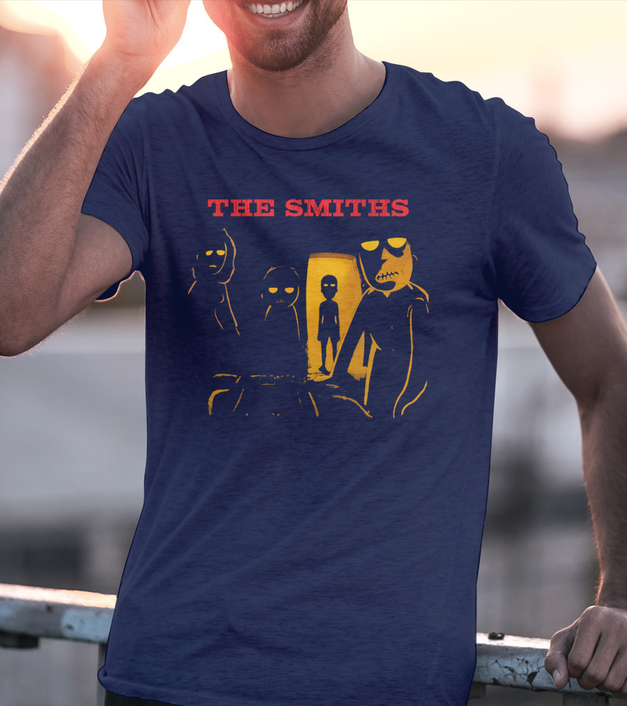 THE SMITHS Yellow Characters In Darkened Room With Doorway Light T-Shirt