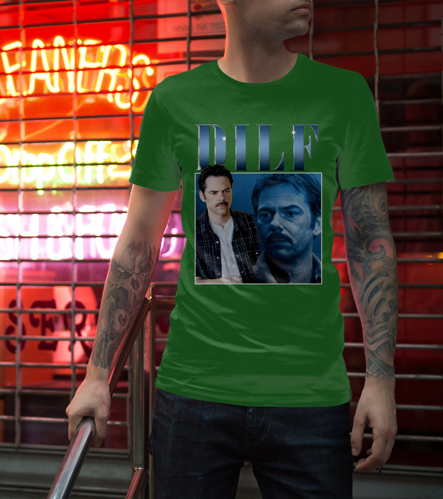 Charlie Swan DILF Mustache Double T-Shirt