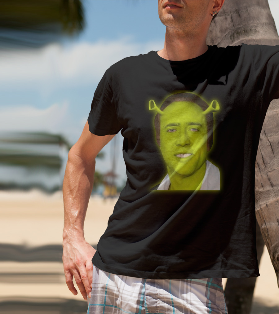 Shrekolas Cage Meme Mashup Face Fusion Character Elements T-Shirt