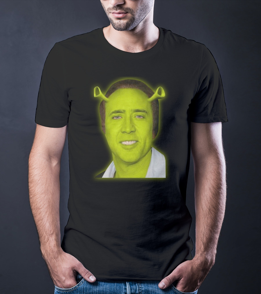 Shrekolas Cage Meme Mashup Face Fusion Character Elements T-Shirt