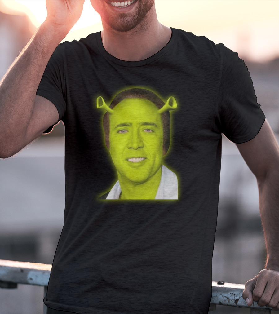 Shrekolas Cage Meme Mashup Face Fusion Character Elements T-Shirt