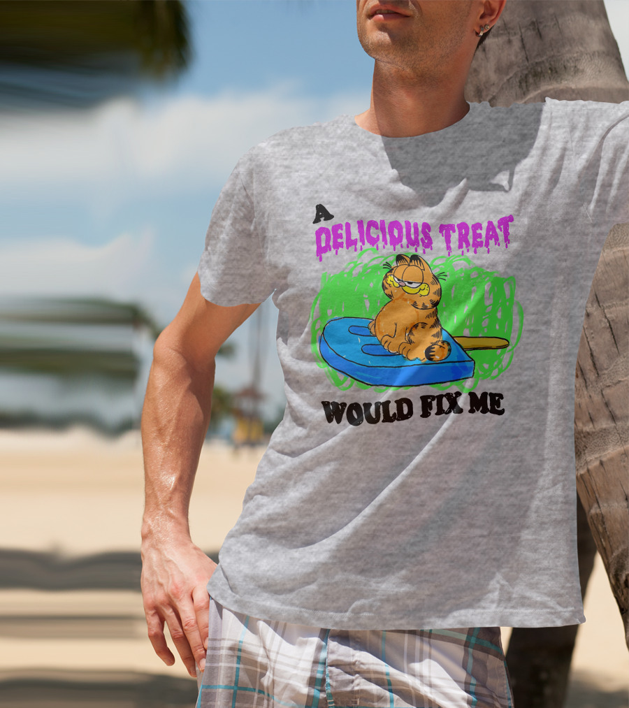 Garfield A Delicious Treat Would Fix Me Popsicle T-Shirt