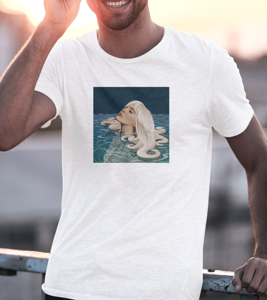 Resurface Feminine Profile Emerging From Water With Flowing Hair T-Shirt