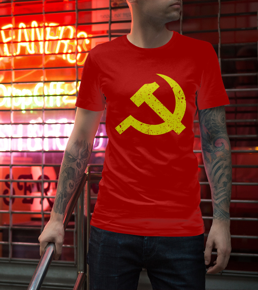 Aaron Spacethug Hammer And Sickle Communist Party Flag T-Shirt