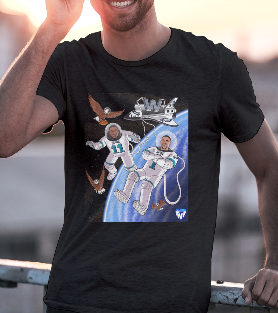 W 8-0 Astronauts With Eagles Flying High Baby TNF T-Shirt