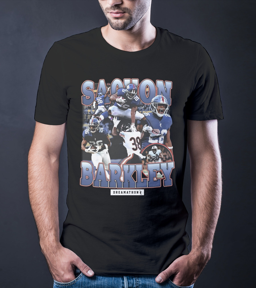 Sterling Shepard Wearing Saquon Barkley Dreamathon NFL Giants Football Collage T-Shirt