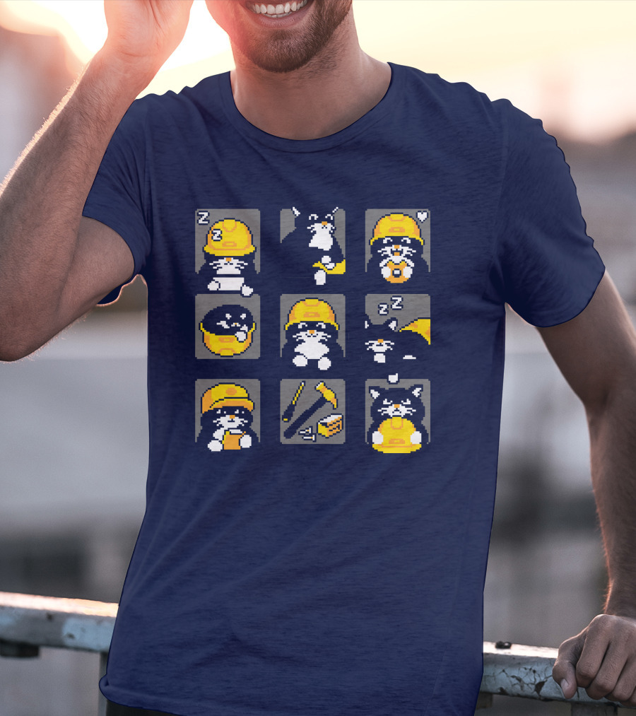 Rawpaw Ink Store Cats With Jobs Construction Workers Icons T-Shirt
