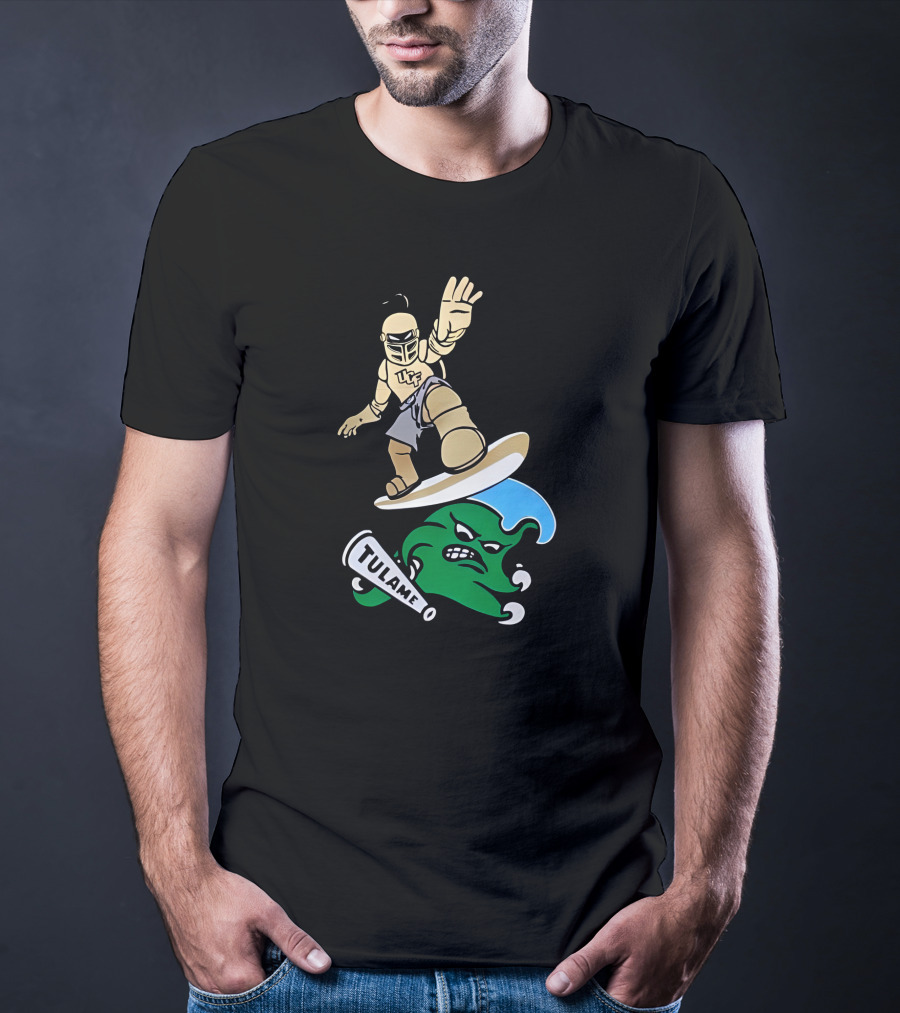 UCF Knight Surfing Tulane Green Wave Athletic Rivalry T-Shirt