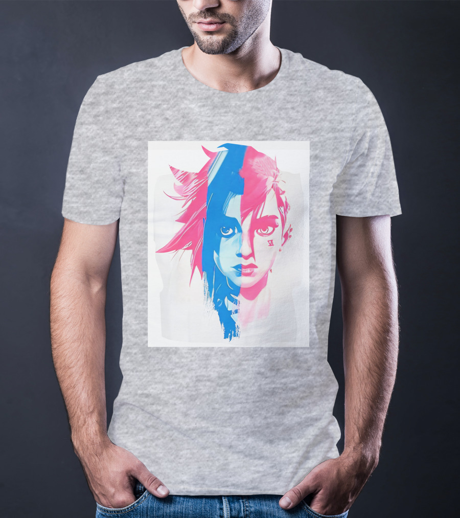 Arcaneshow Vi And Jinx Split Face T-Shirt