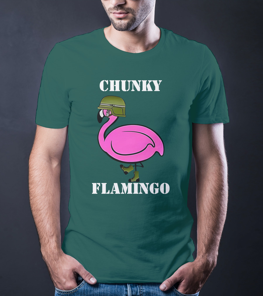 Chunky Flamingo Military Gymlifeanimal Boots Helmet T-Shirt
