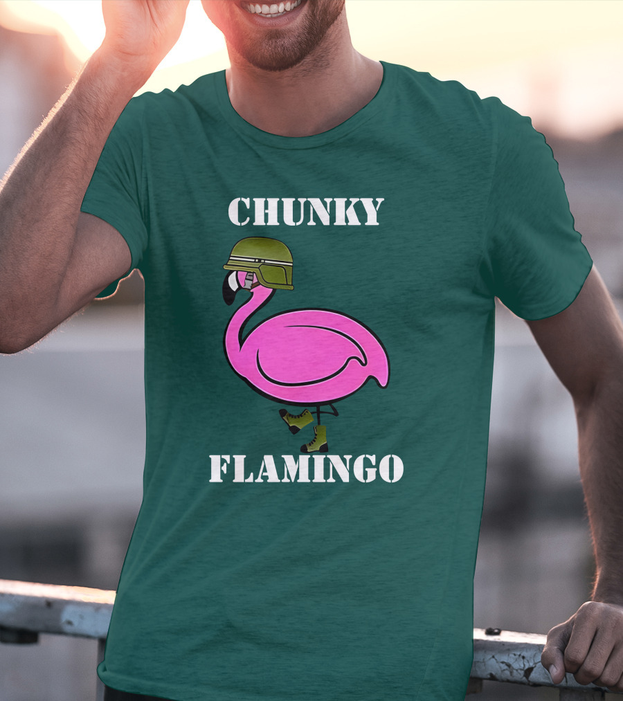 Chunky Flamingo Military Gymlifeanimal Boots Helmet T-Shirt