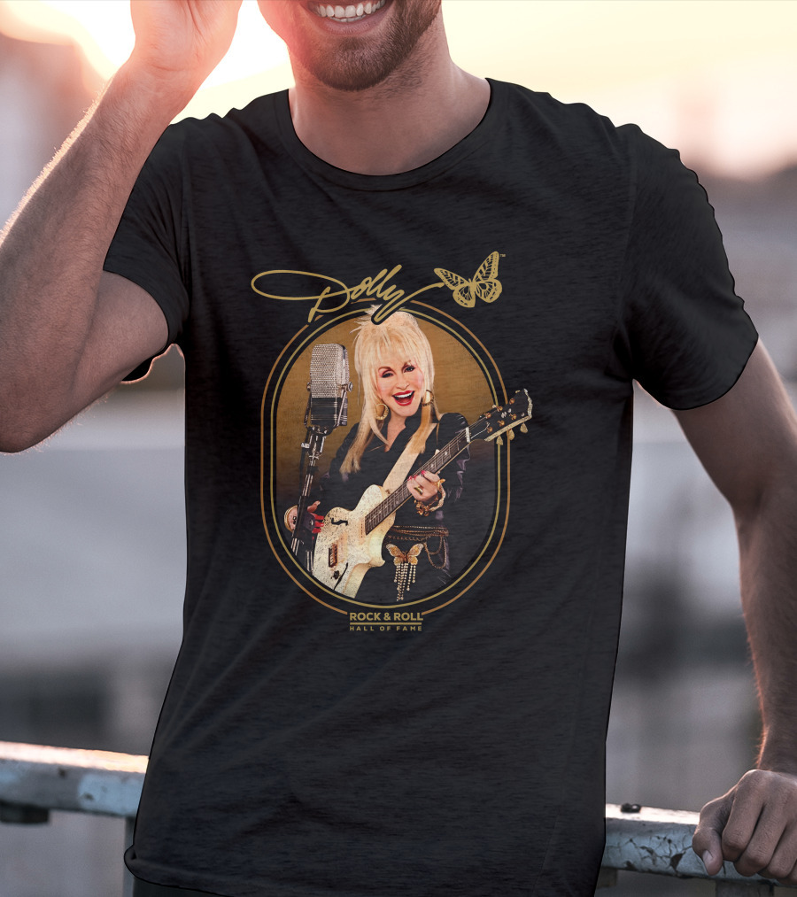 Dolly Parton Rock And Roll Hall Of Fame With Guitar And Microphone T-Shirt
