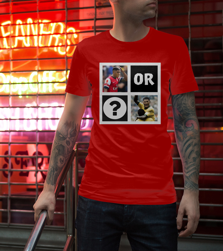 Redmancdesigns Walcott Or Pele Soccer Icons Question Mark Retro Combo T-Shirt