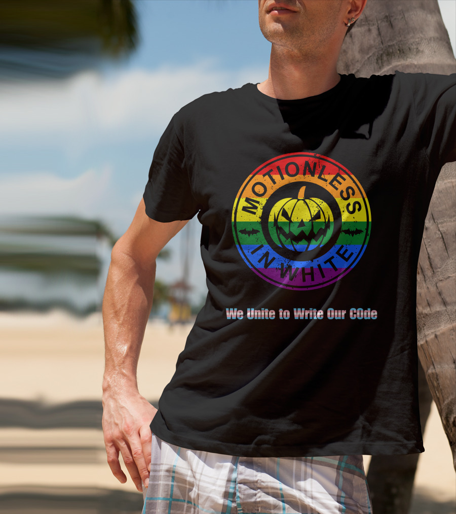 Pride Pumpkin Motionless In White Rainbow We Unite To Write Our Code T-Shirt