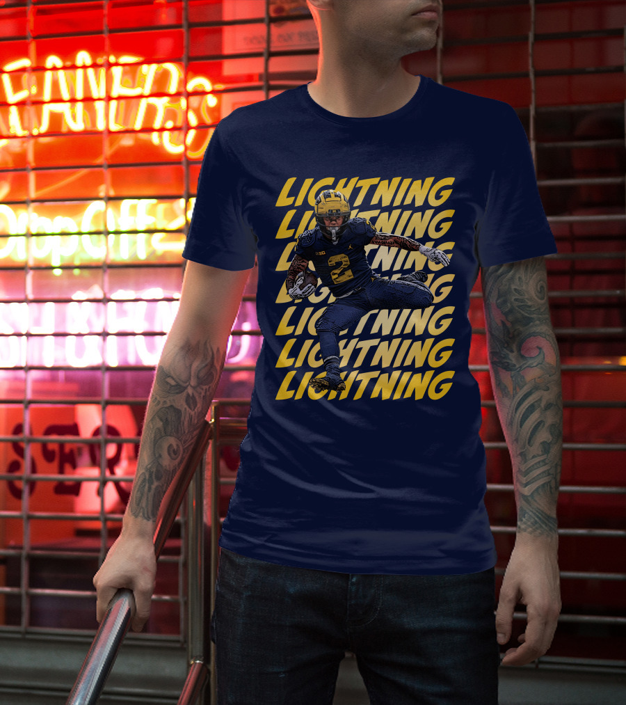 Lightning University Of Michigan Football Blake Corum Valiant Mden Merch T-Shirt