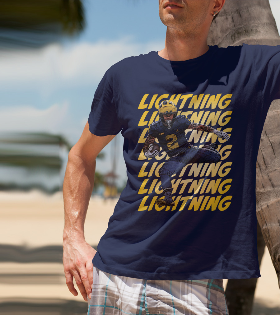 Lightning University Of Michigan Football Blake Corum Valiant Mden Merch T-Shirt