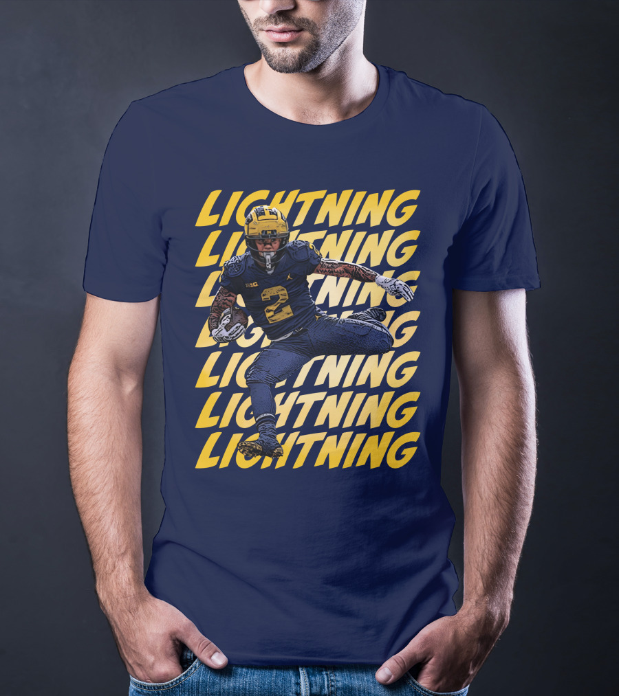 Lightning University Of Michigan Football Blake Corum Valiant Mden Merch T-Shirt