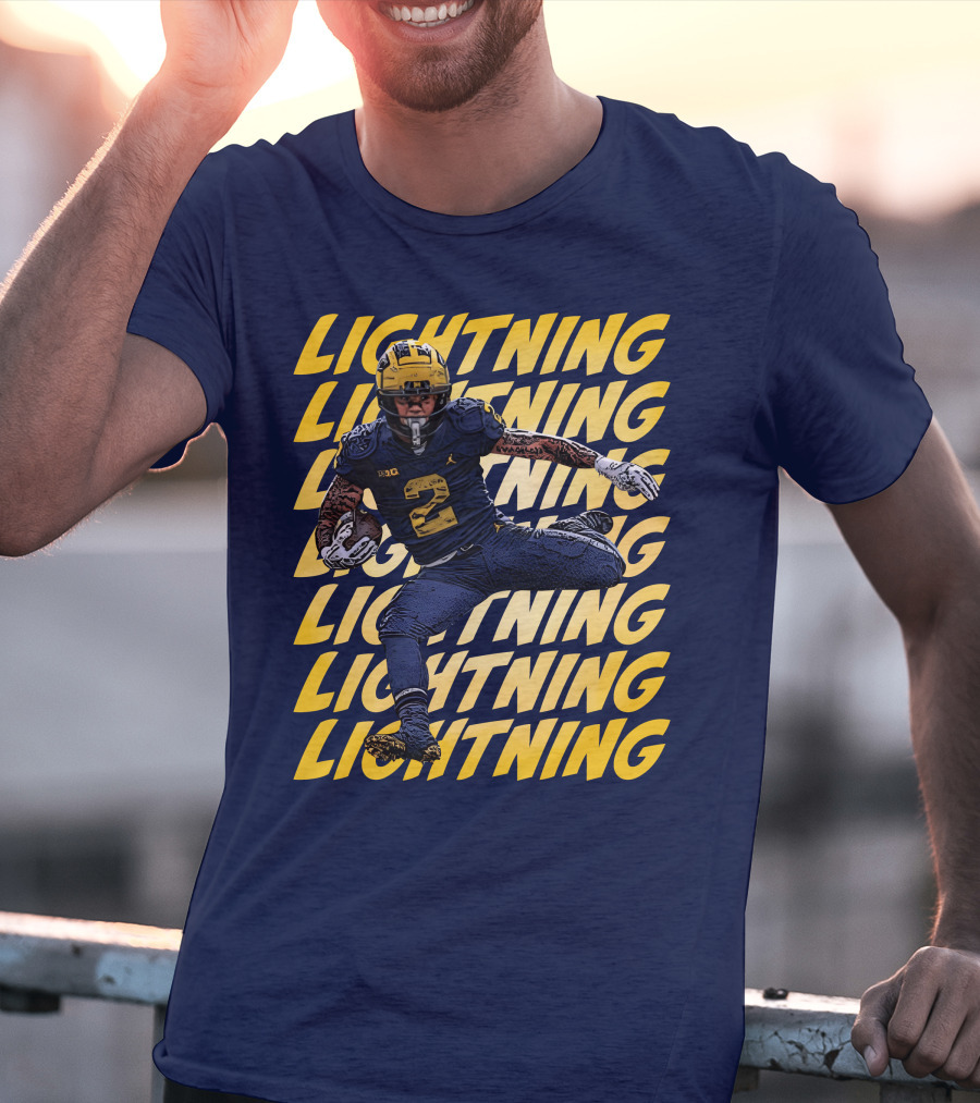Lightning University Of Michigan Football Blake Corum Valiant Mden Merch T-Shirt
