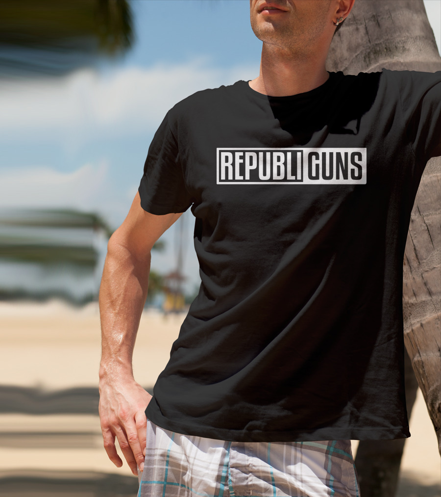 Republi Guns Bold Iconic Text Block T-Shirt
