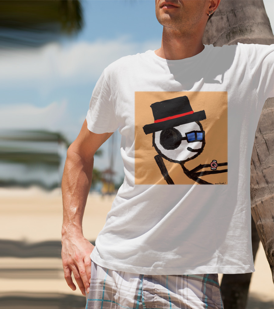 Sartoshi Mfers Stick Figure With Hat Blue Glasses Red Watch T-Shirt
