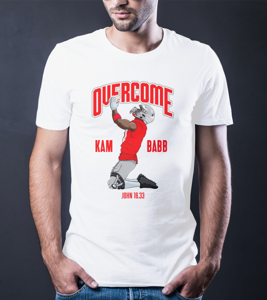Overcome Kam Babb John 16:33 Football Kneeling Prayer Merch T-Shirt