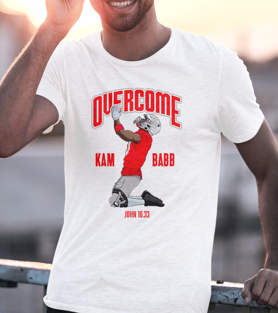 Overcome Kam Babb John 16:33 Football Kneeling Prayer Merch T-Shirt