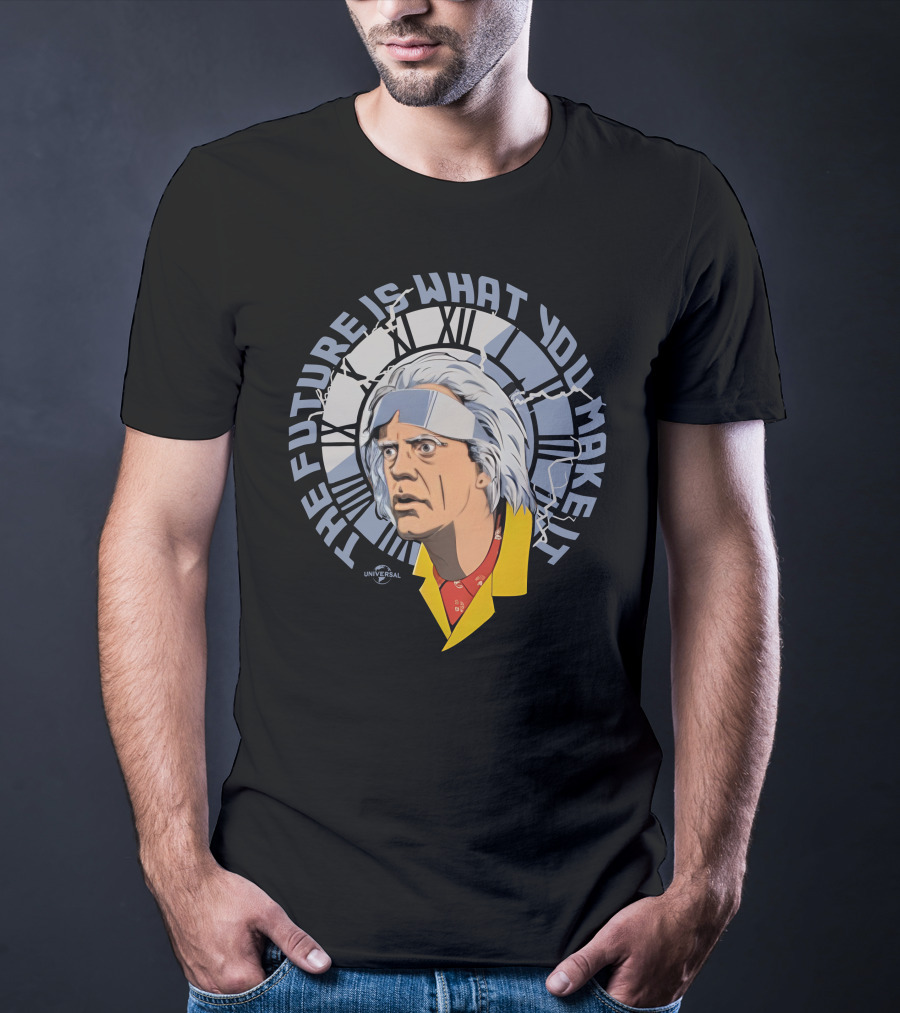 Universal Back To The Future The Future Is What You Make It Doc Brown Clock Face T-Shirt