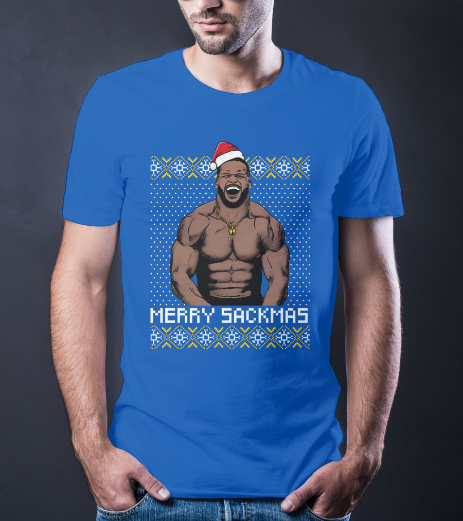 Aaron Donald Merry Sackmas Santa Hat Muscles Uglysweater T-Shirt