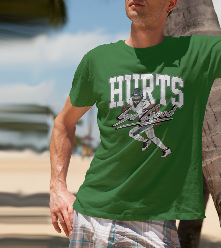 Hurts So Good Pigment Dyed Football Player Green T-Shirt