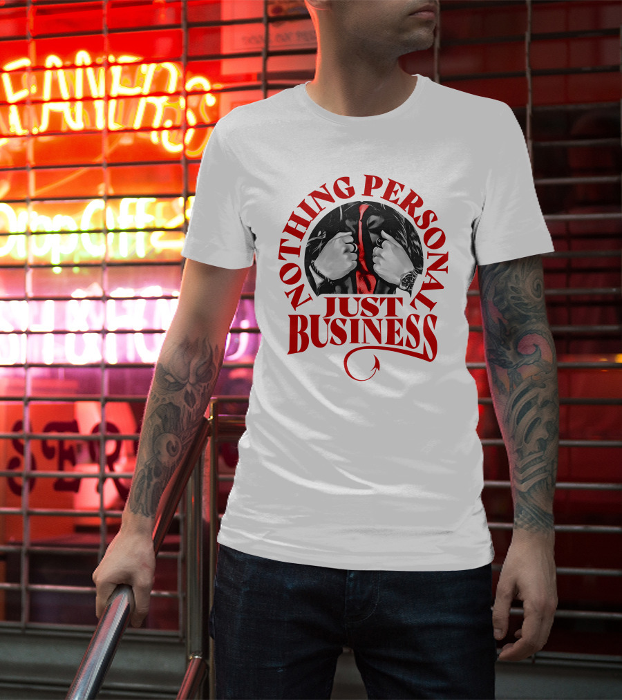 Nothing Personal Just Business Red Tie Hidden Face T-Shirt