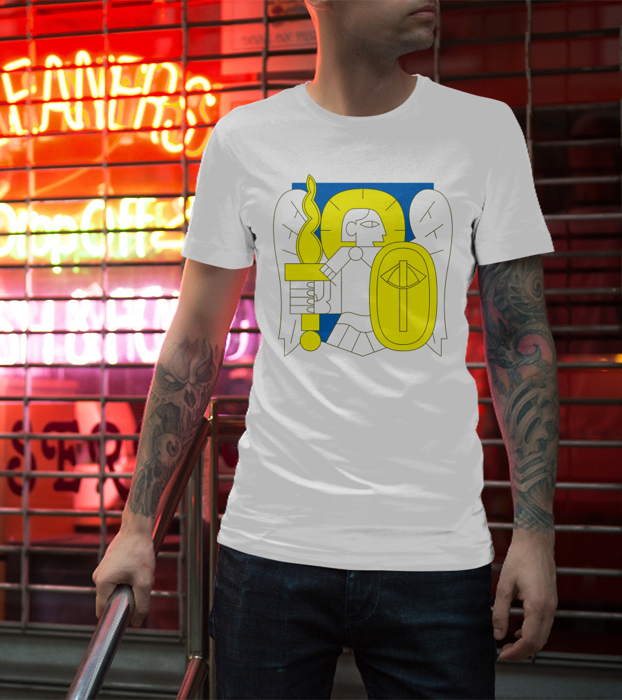 Saintjavelin Merch Kyiv Archangel Torch Shield Emblem T-Shirt