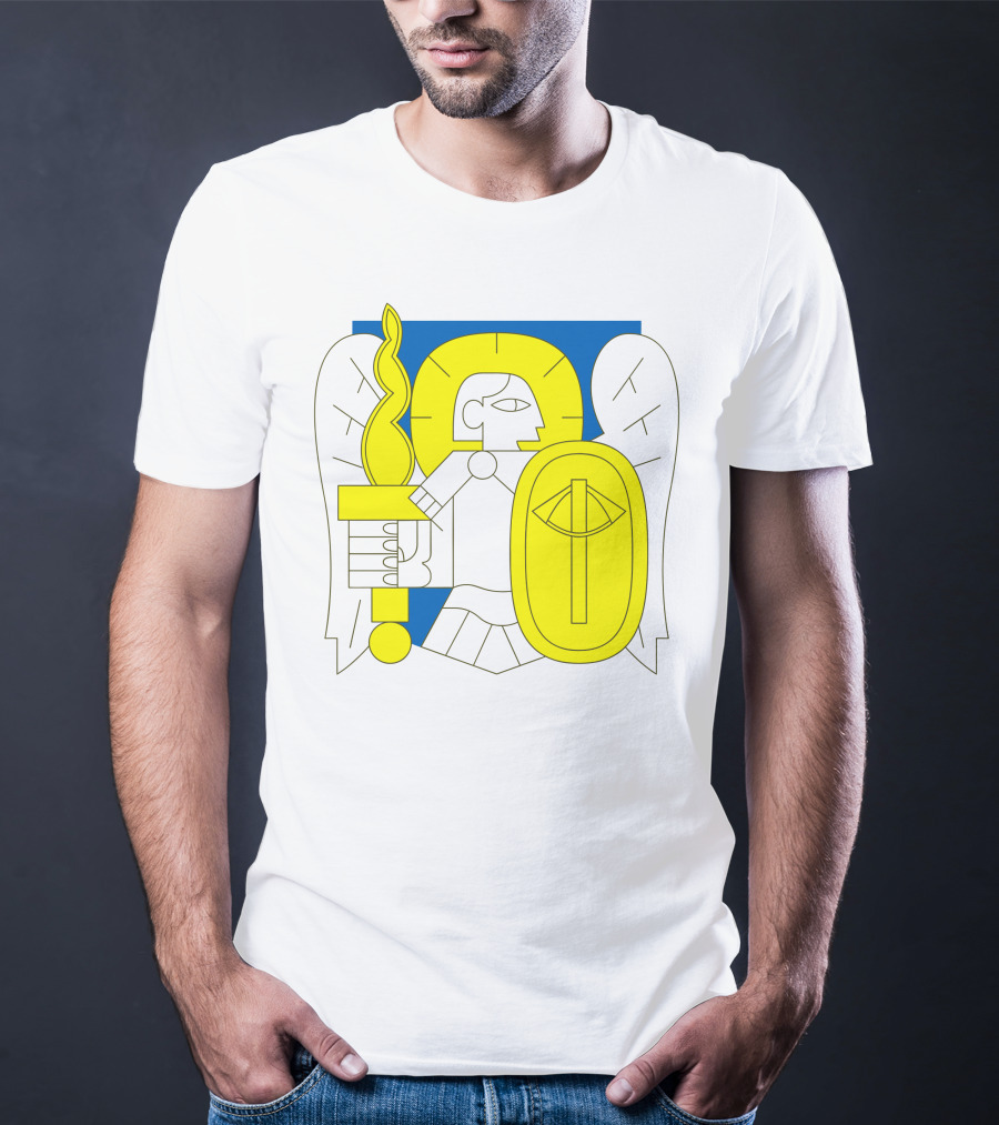Saintjavelin Merch Kyiv Archangel Torch Shield Emblem T-Shirt