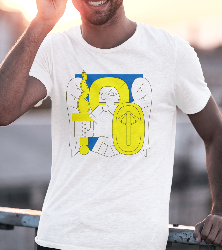 Saintjavelin Merch Kyiv Archangel Torch Shield Emblem T-Shirt