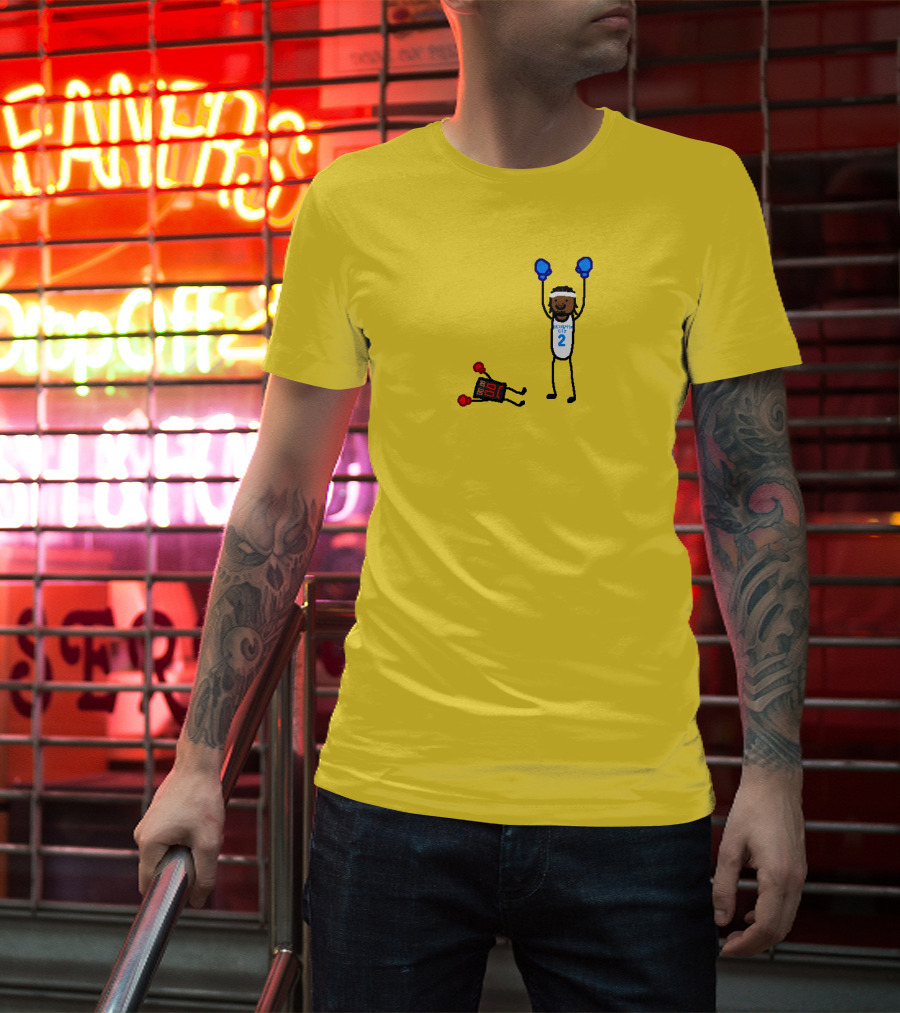 Nba Paint Sga Beat The Buzzer Stick Figures Boxing Yellow T-Shirt