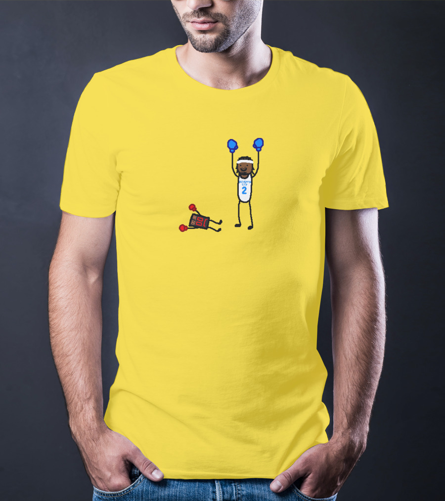 Nba Paint Sga Beat The Buzzer Stick Figures Boxing Yellow T-Shirt