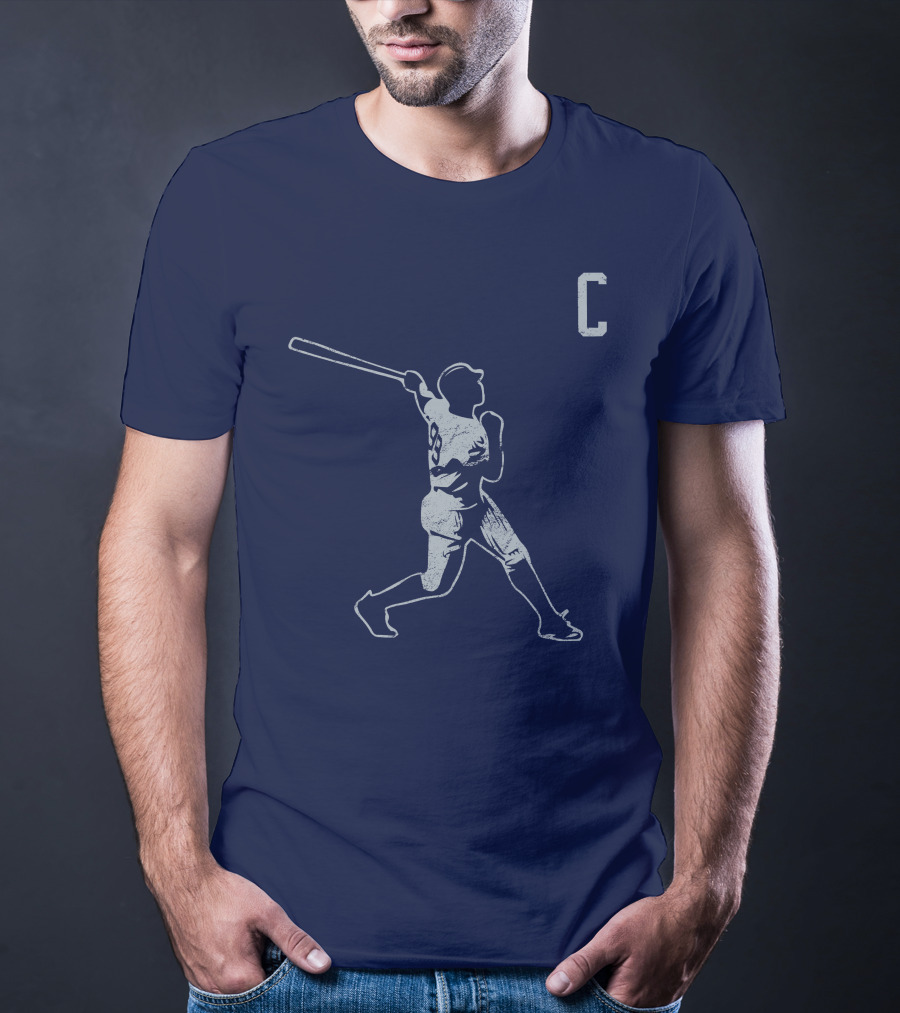 Jomboymedia Shop The C Baseball Silhouette Batter 8 Navy T-Shirt