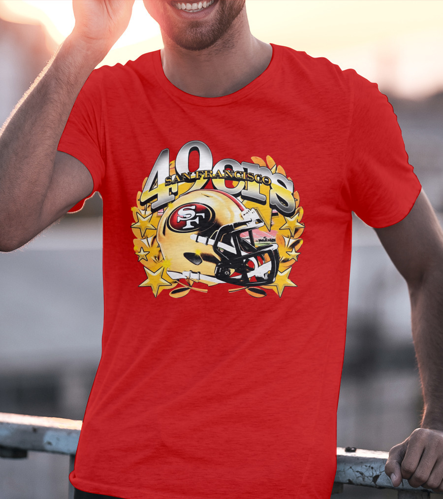 49Ers San Francisco Football Helmet Stars T-Shirt