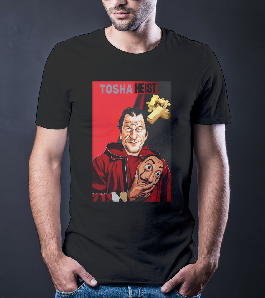 Tosha Heist Garb House Masked Figure With Gold Bars T-Shirt
